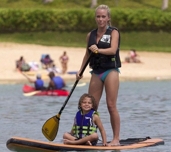 Kendra Wilkinson paddle boarding Bikini Hawaii